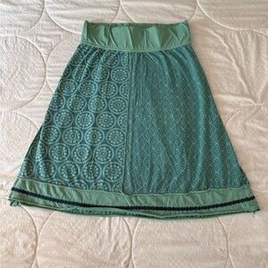 Prana Teal Patterned A-Line Skirt